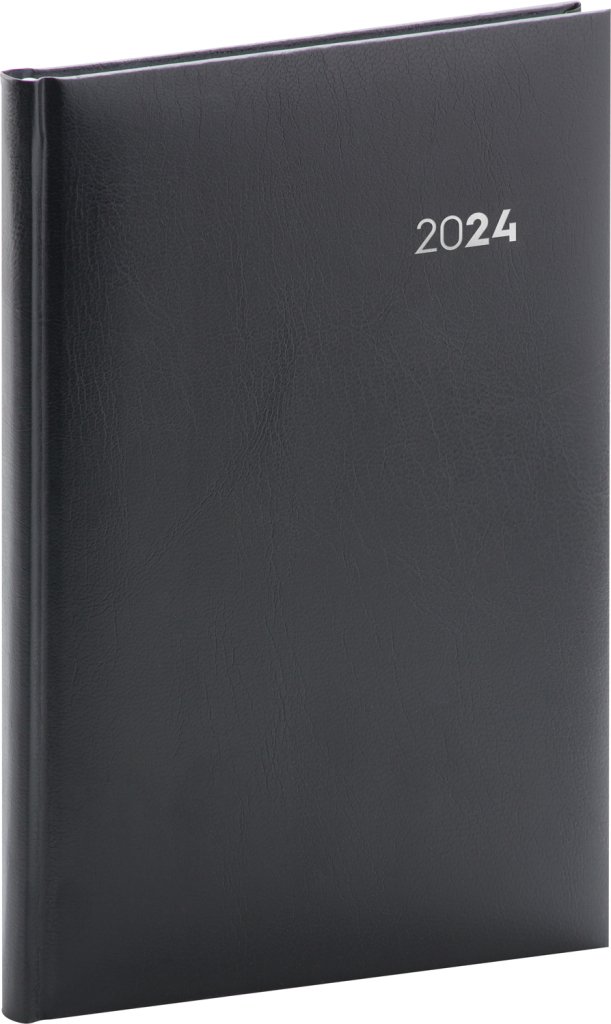 Levně Diář 2024: Balacron - černý, týdenní, 15 × 21 cm