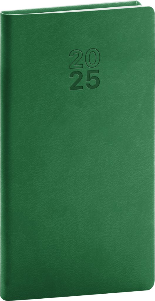 Diář 2025: Aprint - zelený, kapesní, 9 × 15,5 cm