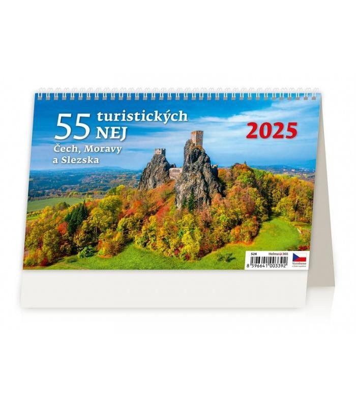 Levně Kalendář stolní 2025 - 55 turistických nej Čech, Moravy a Slezska