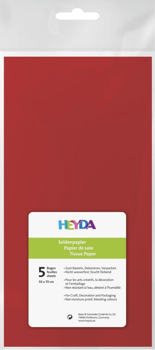 Levně HEYDA Hedvábný papír 50 x 70 cm - červený 5 ks