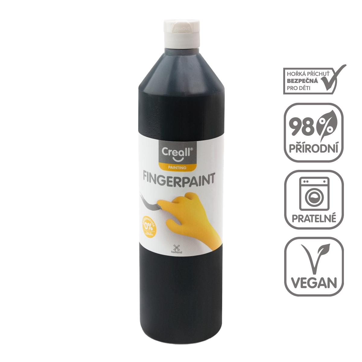 Creall prstová barva HAPPY INGREDIENTS, 750 ml, černá