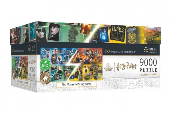 Levně Puzzle Harry Potter Domy v Bradavicích 9000 dílků + plakát v krabici 45x24x21cm