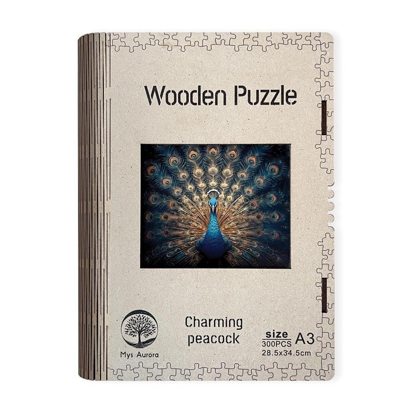 Levně Wooden puzzle Charming peacock A3 - EPEE
