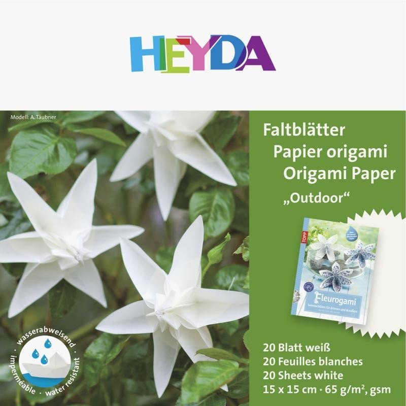 Levně HEYDA Papíry na origami voděodolné 15 x 15 cm - bílé