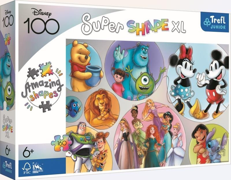 Levně Trefl Puzzle Super Shape XL Disneyho barevný svět 160 dílků