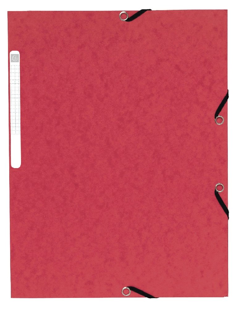 Exacompta spisové desky s gumičkou a štítkem, A4 maxi, prešpán, červená - 10ks