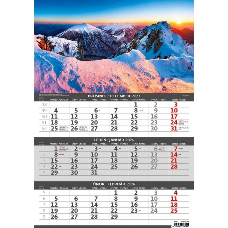Levně Kalendář nástěnný 2024 - Hory – 3měsíční/Hory – 3mesačné