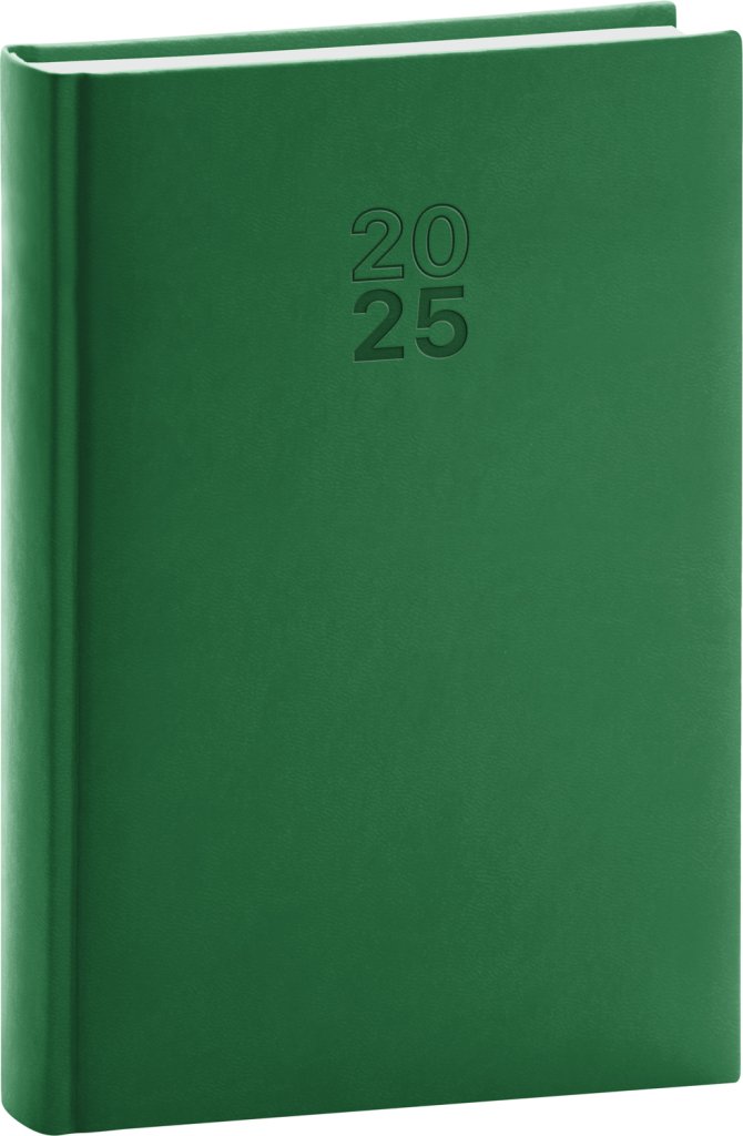 Levně Diář 2025: Aprint - zelený, denní, 15 × 21 cm