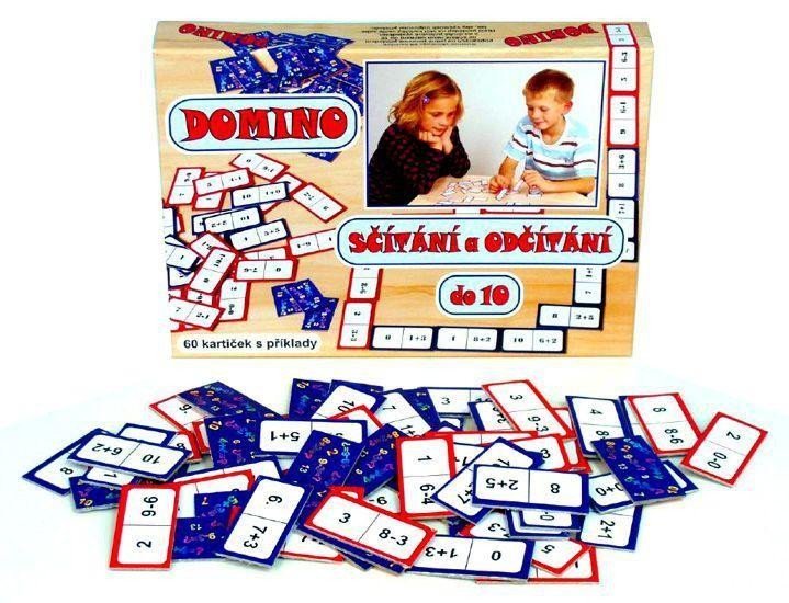 Levně Domino sčítání a odčítání do 10 - společenská hra 60 ks v krabici