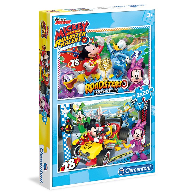 Levně Clementoni Puzzle Supercolor - Mickey závodník 2 x 20 dílků - Clementoni