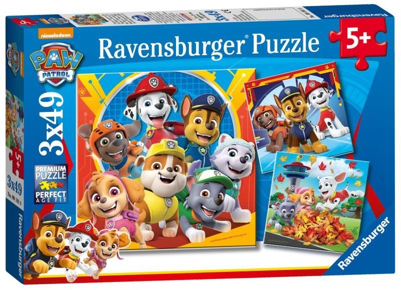 Levně Ravensburger Puzzle Tlapková patrola - Hrátky v listí 3 x 49 dílků