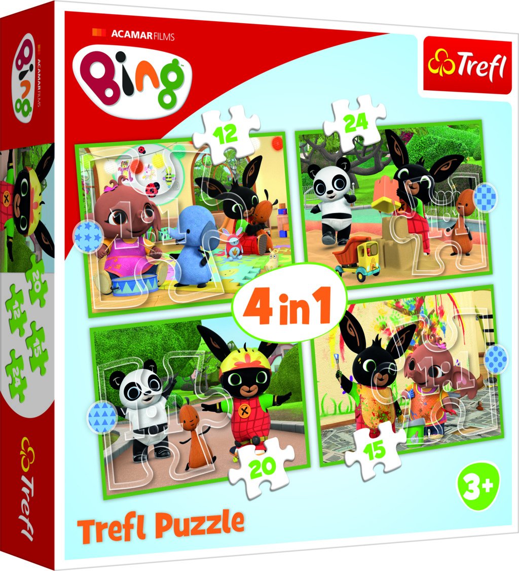 Levně Trefl Puzzle Bing - Šťastný den 4v1 (12,15,20,24 dílků) - Trefl