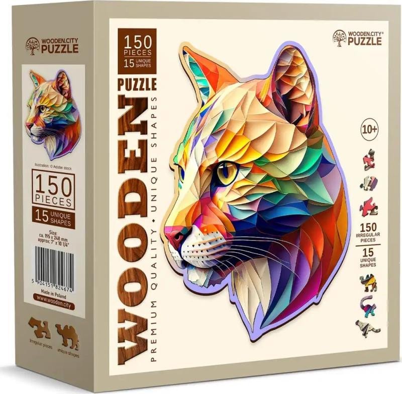 Levně Dřevěné puzzle Barevná puma 150 dílků