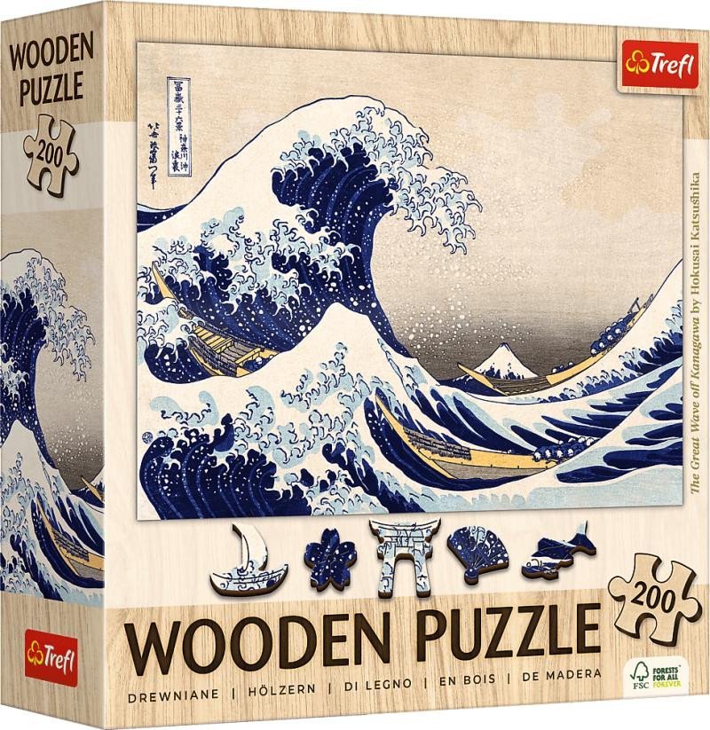 Levně Dřevěné puzzle Art: Hokusai - Velká vlna Kanagawa 200 dílků