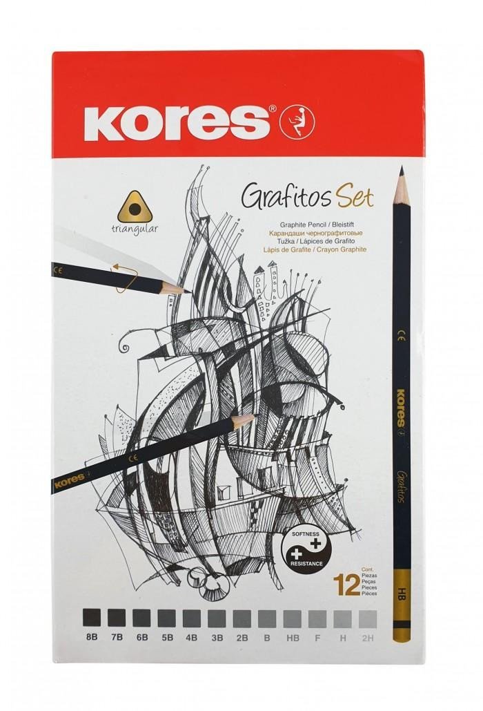 Levně Kores Grafitos - souprava grafitových tužek 8B - 2H