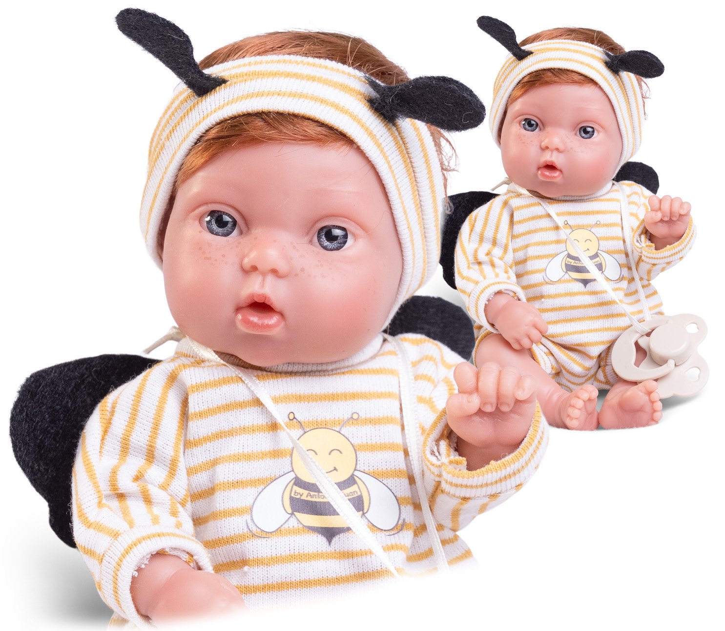 Levně Antonio Juan 85317-3 Picolín včelička - realistická panenka miminko s celovinylovým tělem - 21 cm