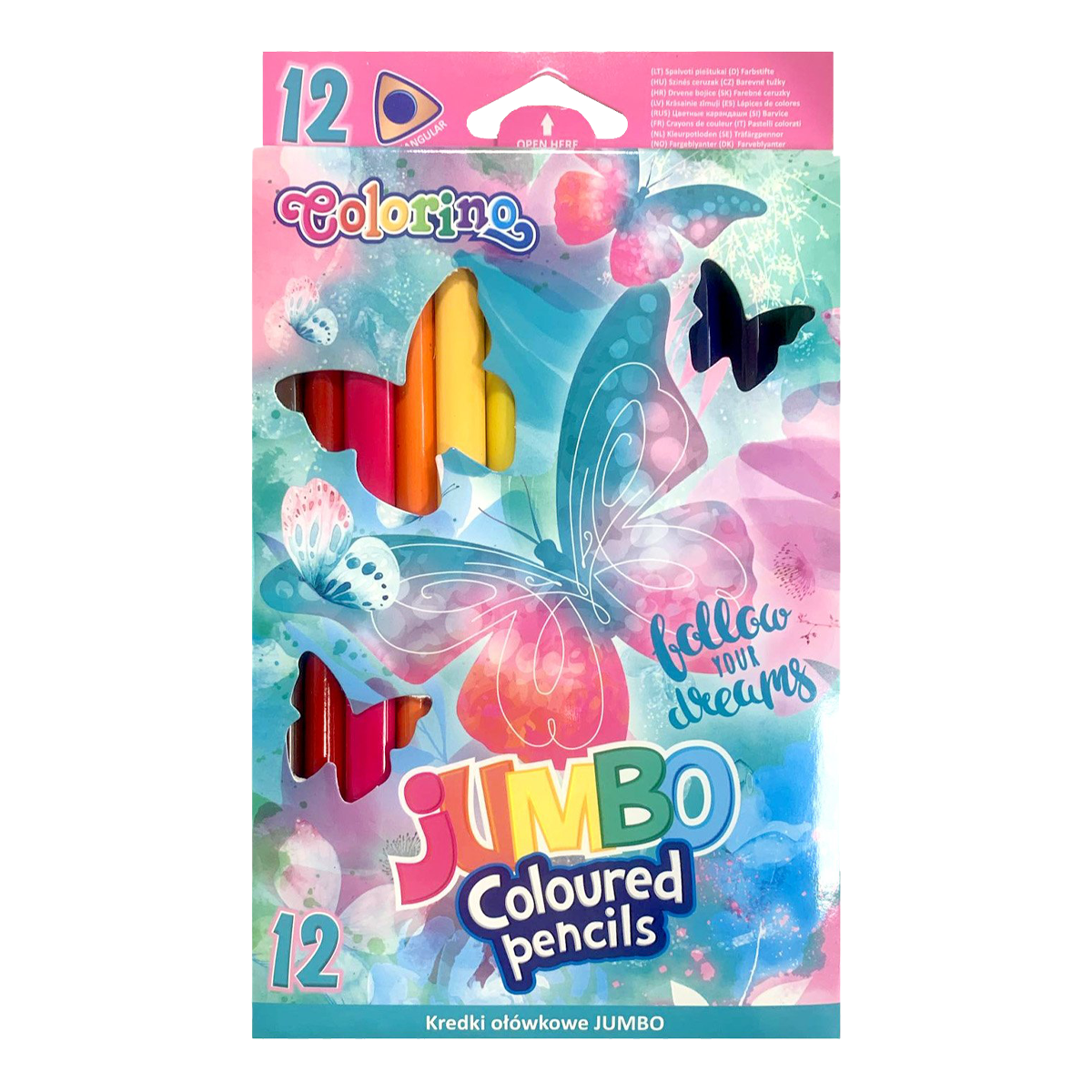 Levně Colorino Pastelky trojhranné JUMBO - Follow your Dreams (12 barev)
