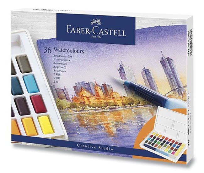Levně Faber - Castell Vodové barvy s paletou 36 ks