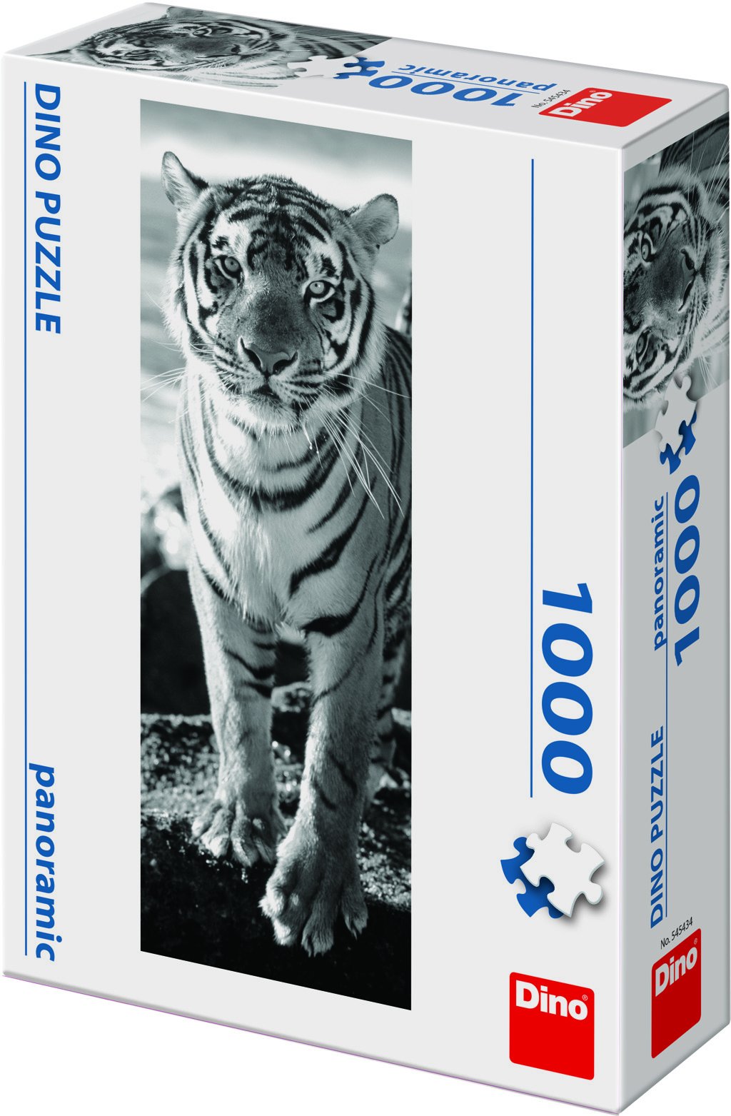 Puzzle Černo-bílý tygr 100 dílků panoramatické - Dino