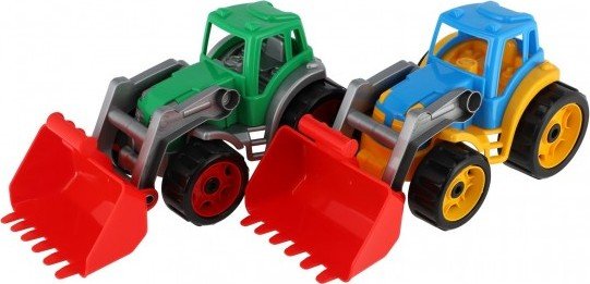 Levně Traktor/nakladač/bagr se lžící plast na volný chod 2 barvy 17x37x17cm 12m+
