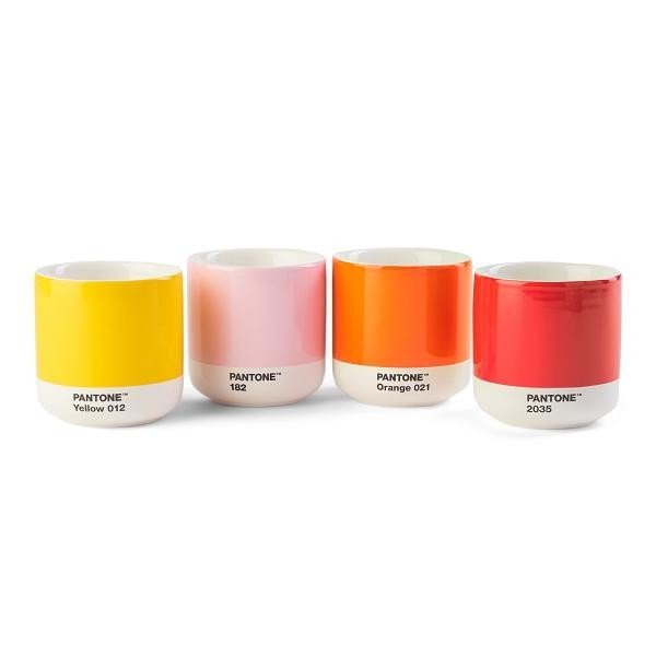 Levně Pantone Cortado Termohrnek - Yellow, Red, Orange, Light Pink (4 ks v dárkovém balení)