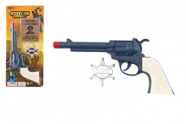 Levně Pistole revolver klapací plast 23x12cm s šerifským odznakem na kartě
