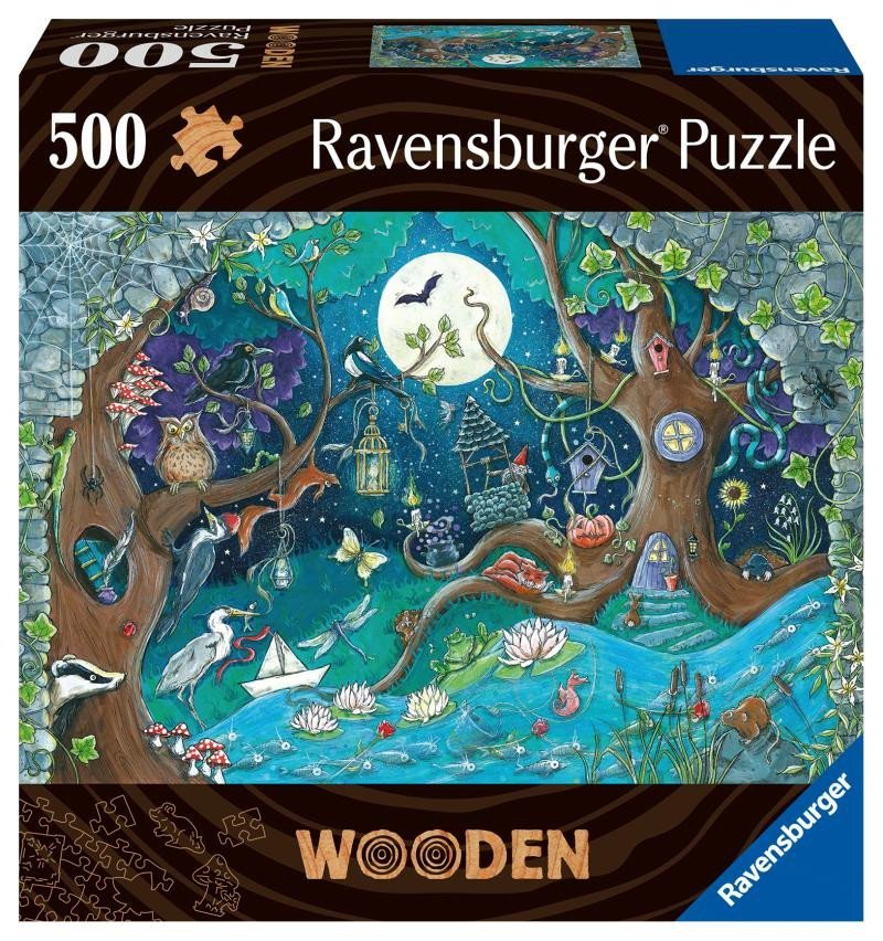 Levně Ravensburger Puzzle - Kouzelný les 500 dílků, dřevěné