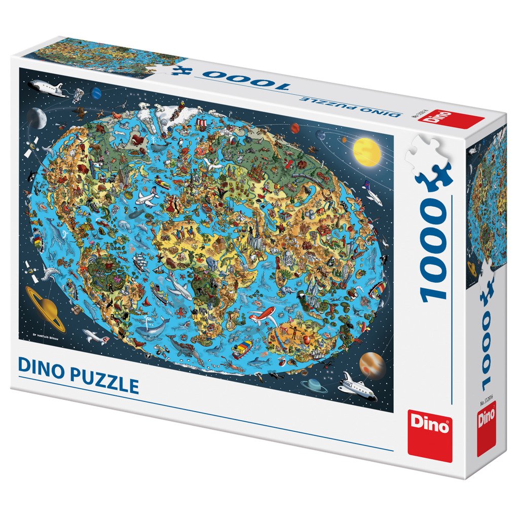 Levně Puzzle Kreslená mapa světa 1000 dílků - Dino