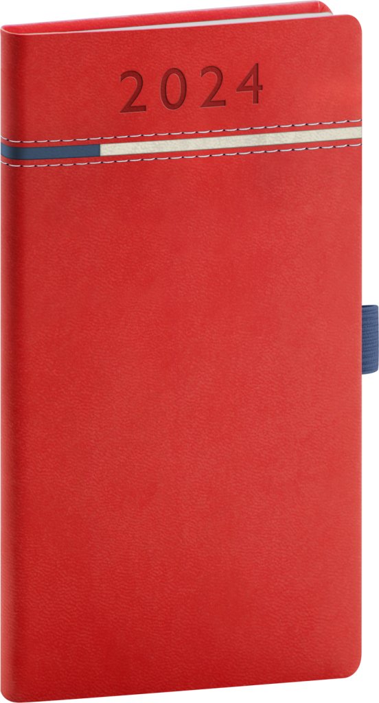 Levně Diář 2024: Tomy - červenomodrý, kapesní, 9 × 15,5 cm