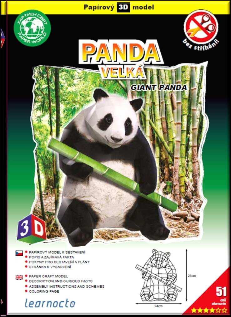 Levně Panda velká – Papírový 3D model/51 dílků