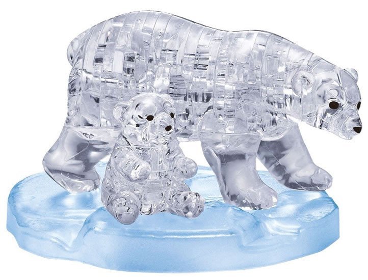 Levně 3D Crystal puzzle Lední medvědice s mládětem / 40 dílků