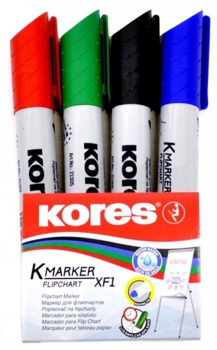 Levně Kores Permanentní popisovač K-MARKER na flipcharty, kulatý hrot, mix 4 barev (černá, červená, modrá, zelená)