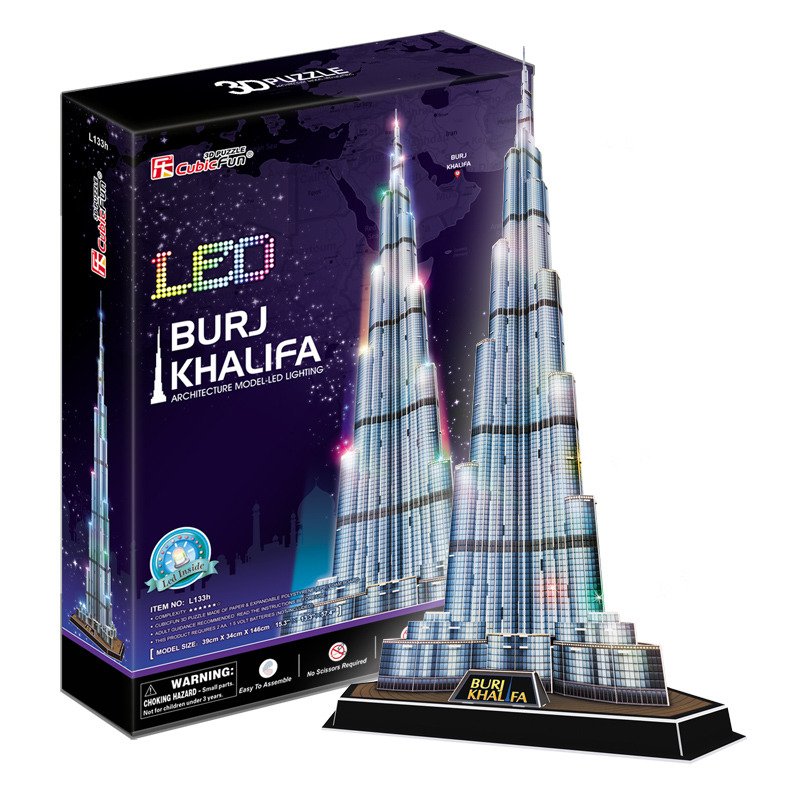 Levně Puzzle 3D Burj Khalifa / led - 136 dílků - Sparkys