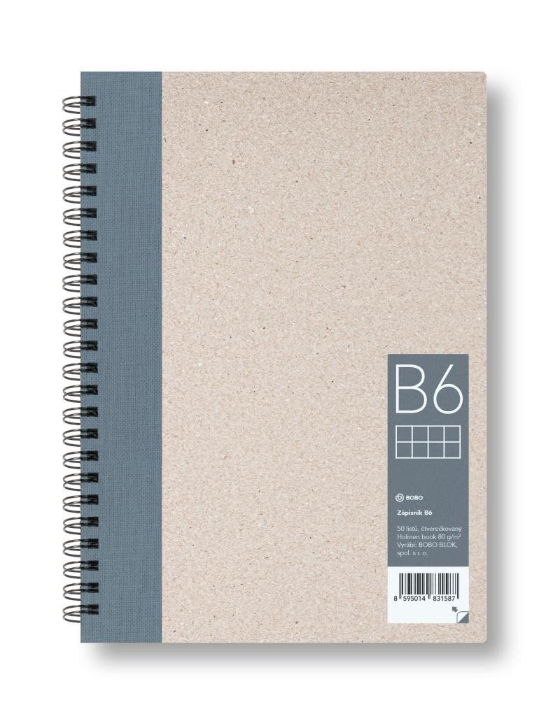 Levně Zápisník B6 čtverec, šedý, 50 listů