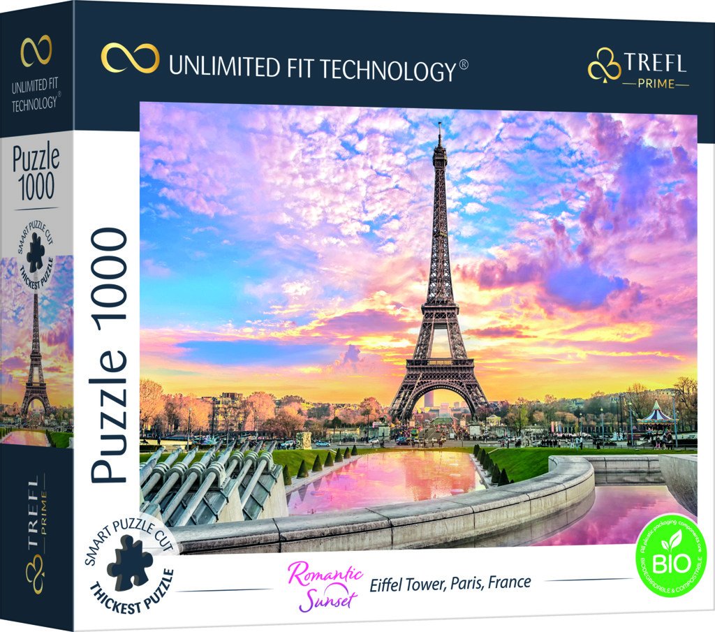 Levně Puzzle prémiové Romantický západ slunce Eiffelova věž Paříž - Trefl