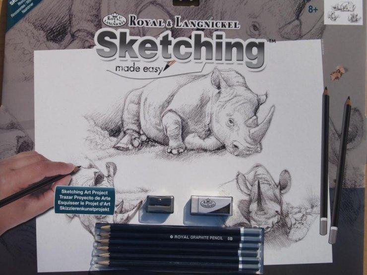 Levně Malování skicovacími tužkami,30x40cm-Nosorožec