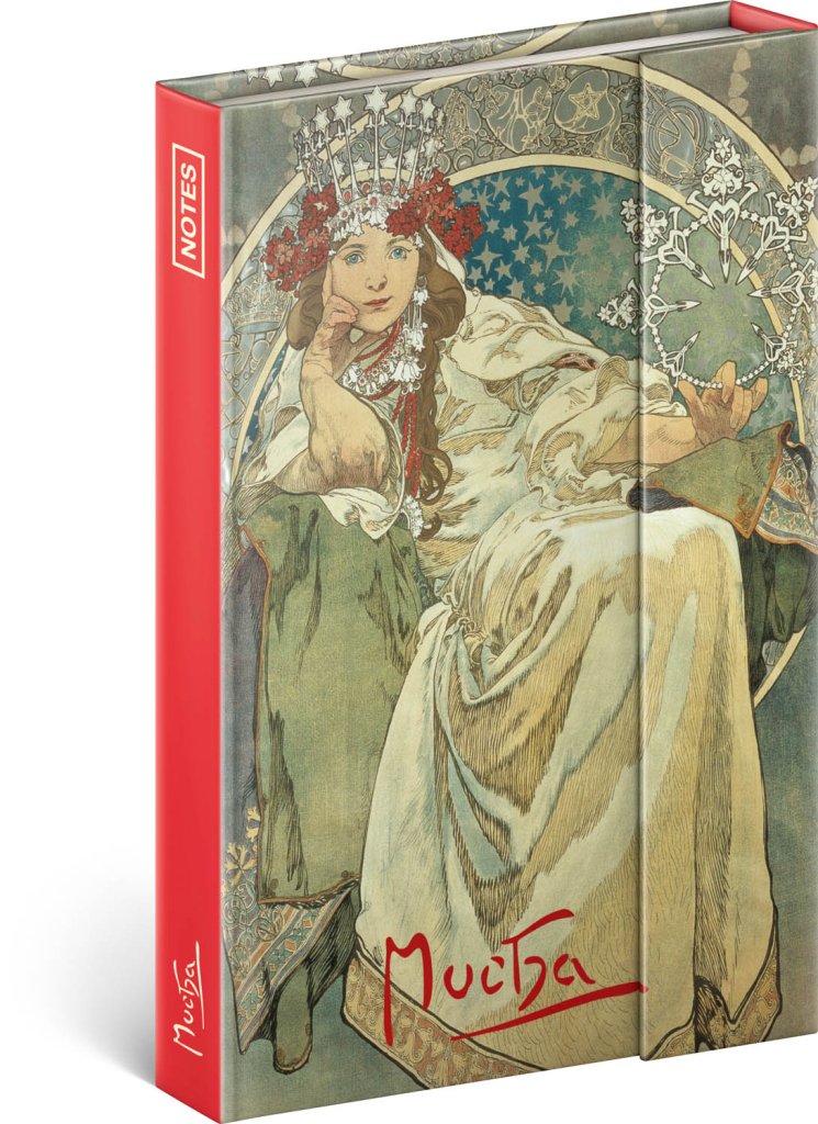 Levně Notes Alfons Mucha - Princezna, linkovaný, 11 × 16 cm
