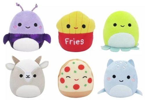 Levně Squishmallows Micromallows 6-Pack Lochneska, Chobotnice, Hranolky, Pizza, Kozel, Brouk 6 cm