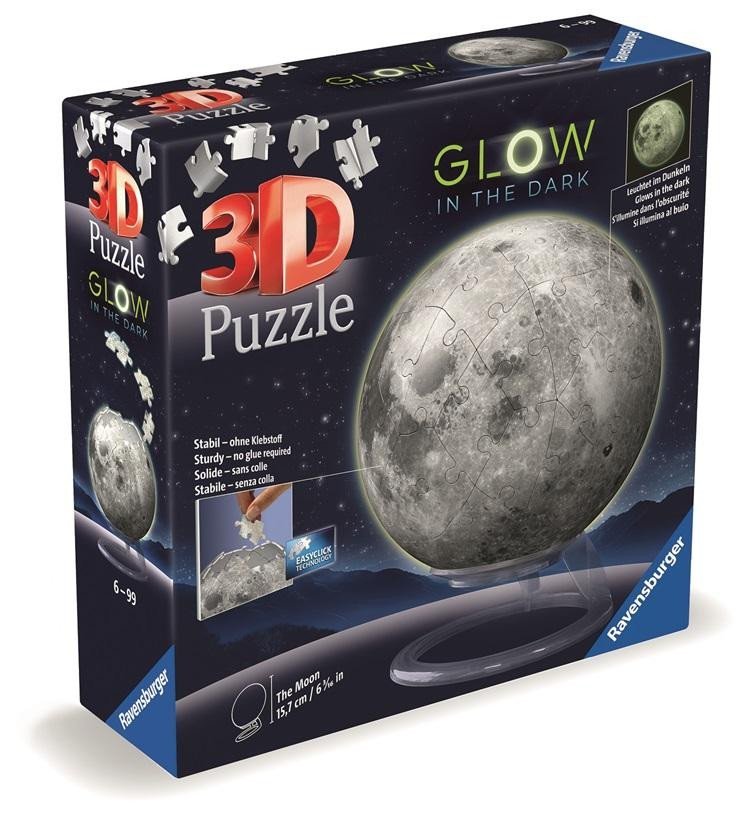 Levně 3D Puzzle-Ball: Měsíc svítící ve tmě 72 dílků