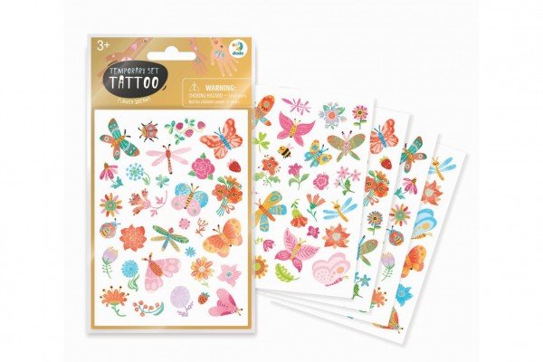 Levně Tetování Motýli a květiny 10,5x15cm 4 listy v sáčku