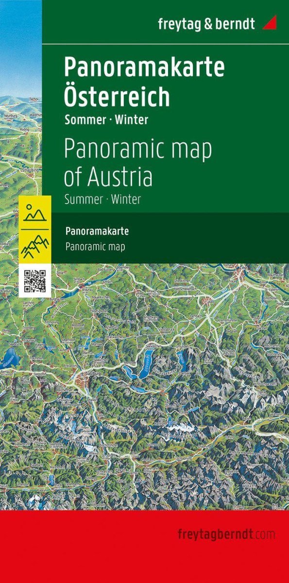 Rakousko 1:350 000 / panoramatická mapa (léto, zima)