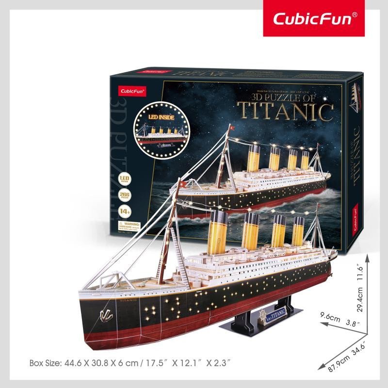 Levně Puzzle 3D LED - Titanic 266 dílků - Gelli