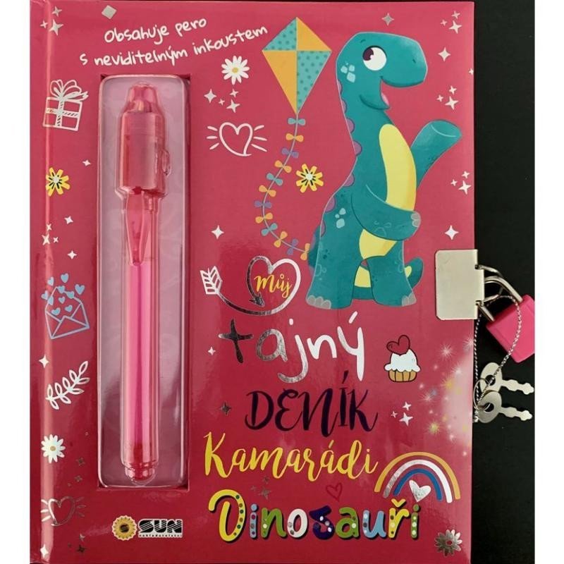 Levně Můj tajný deník na klíček Dinosauři (růžový)