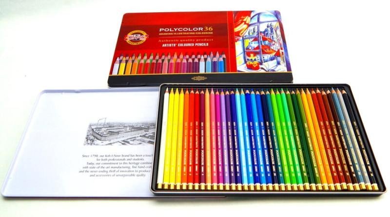 Levně Koh-i-noor pastelky umělecké POLYCOLOR kreslířská sada 36 ks v plechové krabičce