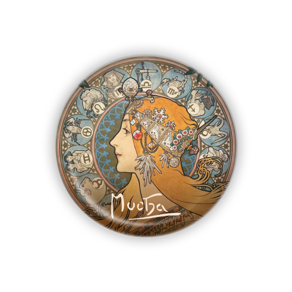 Levně Kovový otvírák Alfons Mucha - Zodiak, ø 5,8 cm