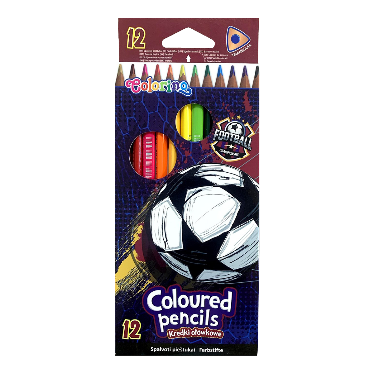 Levně Colorino pastelky trojhranné - Football, 12 barev