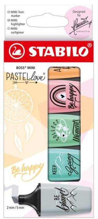 Stabilo Boss Mini Pastellove 5 ks - růžová, máta, tyrkys, šedá, oranžová