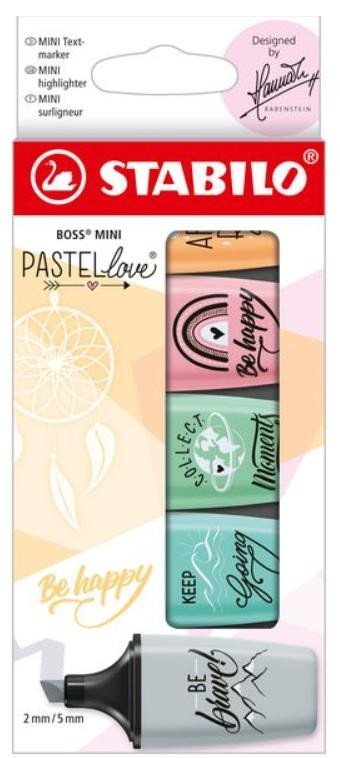 Levně Stabilo Boss Mini Pastellove 5 ks - růžová, máta, tyrkys, šedá, oranžová