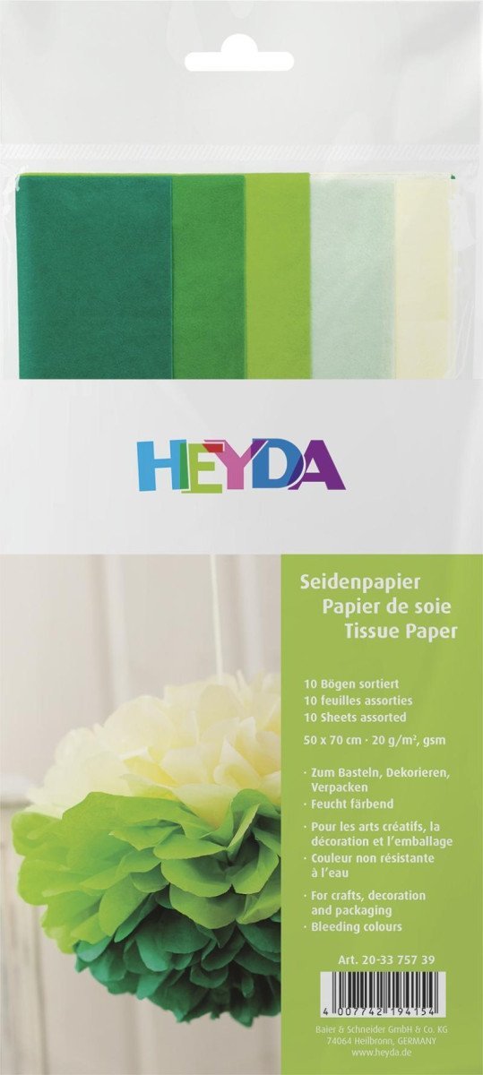 Levně HEYDA Sada hedvábných papírů 50 x 70 cm - zelenožlutý mix