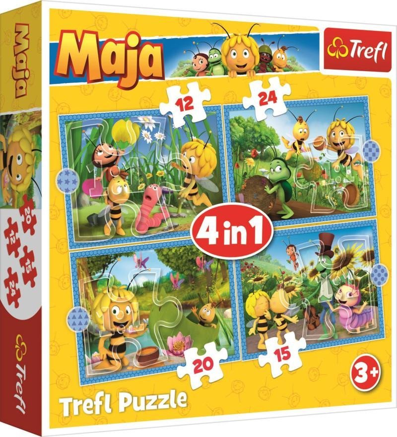 Levně Trefl Puzzle Včelka Mája - Dobrodružství 4v1 (12,15,20,24 dílků)